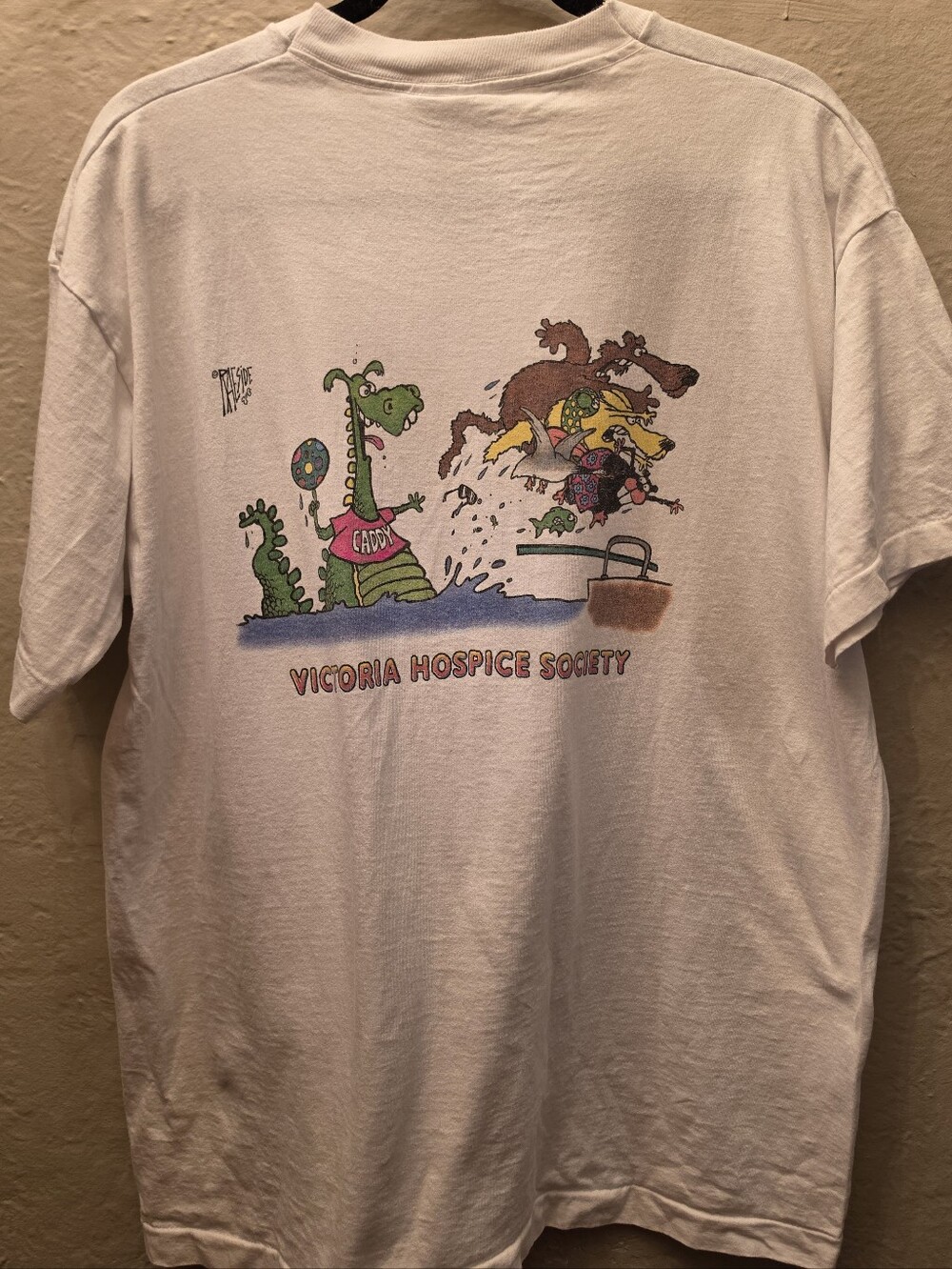 Vintage 1993 Victoria Hospice Swimathon Cartoon Single Stitch Tee XL Canada